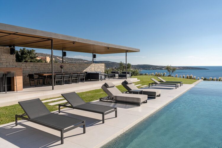 Villa Sea View Chania Luxus Ferienhaus Kreta Mieten Poolarea