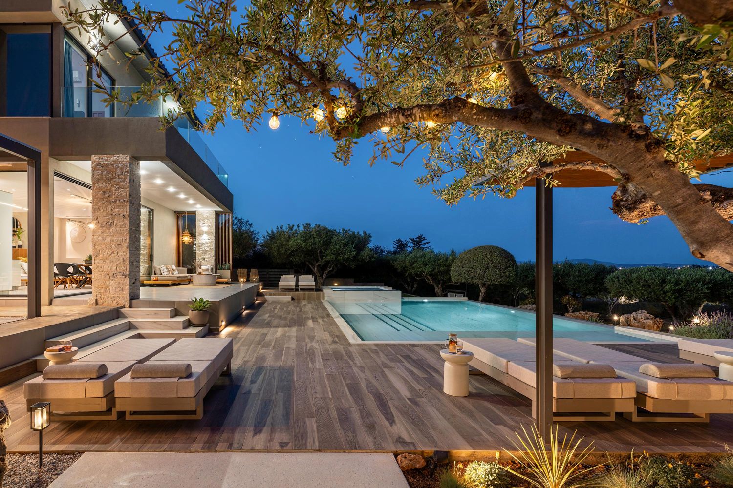 Villa Stavros Luxis Ferienhaus Kreta Chania Mieten Abendstimmung