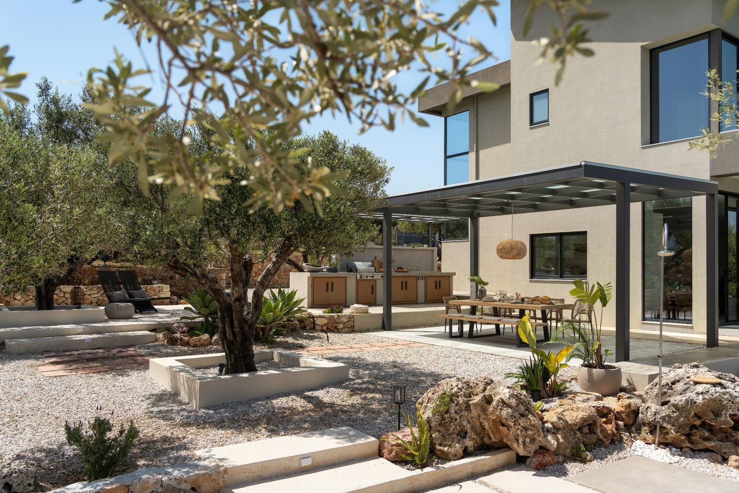 Villa Stavros Luxis Ferienhaus Kreta Chania Mieten Außenbereich