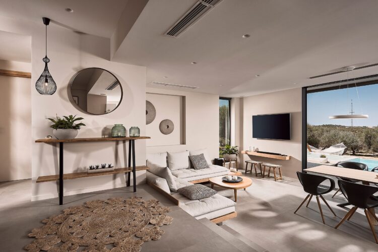 Villa Stavros Luxus Ferienhaus Kreta Chania Mieten Wohnbereich
