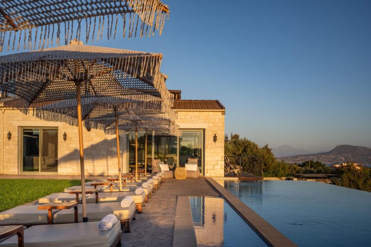 Villa Sunlight Luxus Ferienvilla Kreta Mieten Abenstimmung