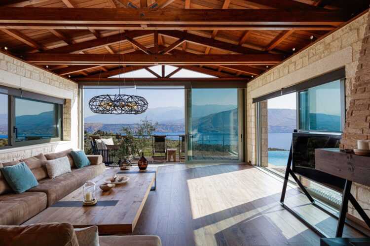 Villa Sunlight Luxus Ferienvilla Kreta Mieten Wohnzimmer