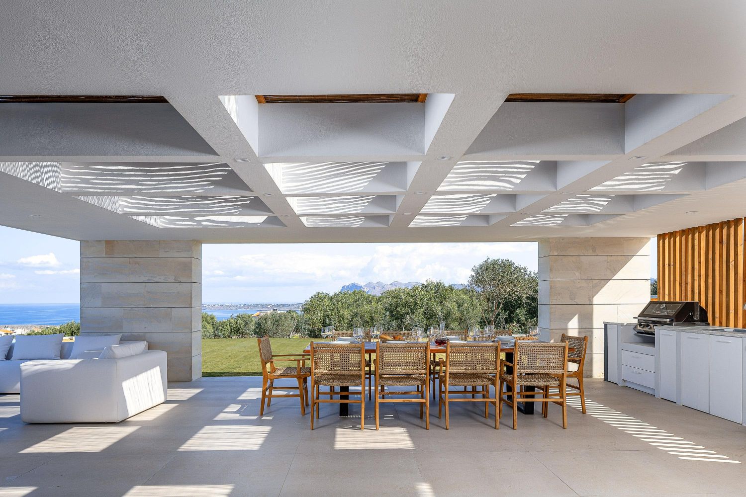 Villa Sunset Gaze Luxus Ferienhaus Kreta Mieten Außenküche