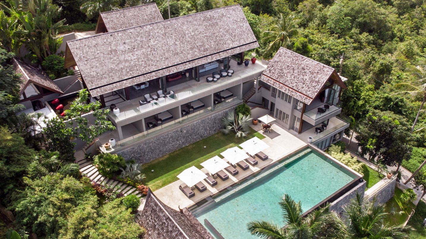 Villa Suralai Luxus Ferienhaus Koh Samui Mit Pool Mieten Drohne