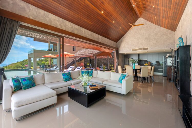 Villa Tiga Luxus Ferienhaus Koh Samui Mit Pool Mieten Wohnzimmer