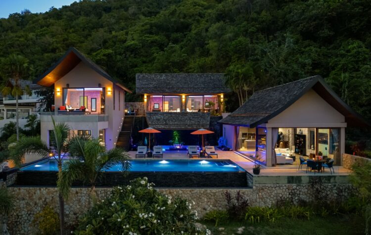 Villa Tiga Luxus Ferienvilla Koh Samui Mit Pool Mieten Abendstimmung