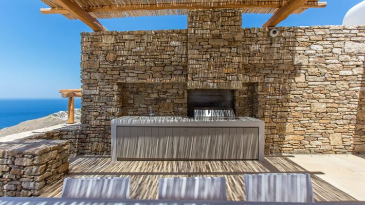 Villa Tinos Luxus Ferienhaus Mykonos Mit Pool Mieten Außenküche