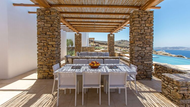 Villa Tinos Luxus Ferienhaus Mykonos Mit Pool Mieten Outdoor Dining