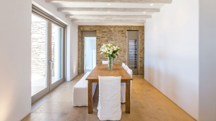 Villa Tinos Luxus Ferienvilla Mykonos Mit Meerblick Mieten Esstisch