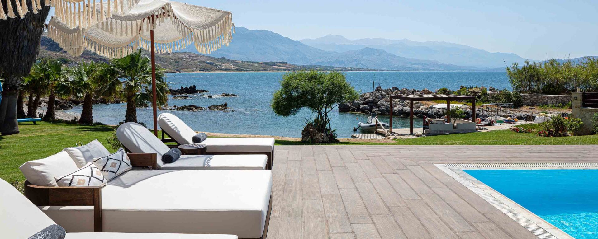 Villa Xenia Luxus Ferienvilla Kreta Am Strand Mieten Poolterrasse