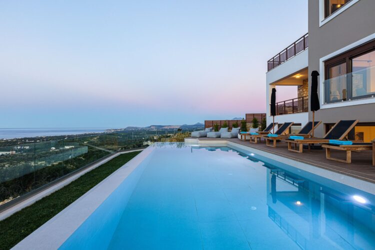 Villa Yara Luxus Ferienhaus Kreta Mieten Abendstimmung