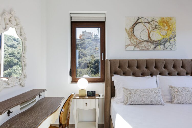 Villa Yara Luxus Ferienhaus Kreta Mieten Bett