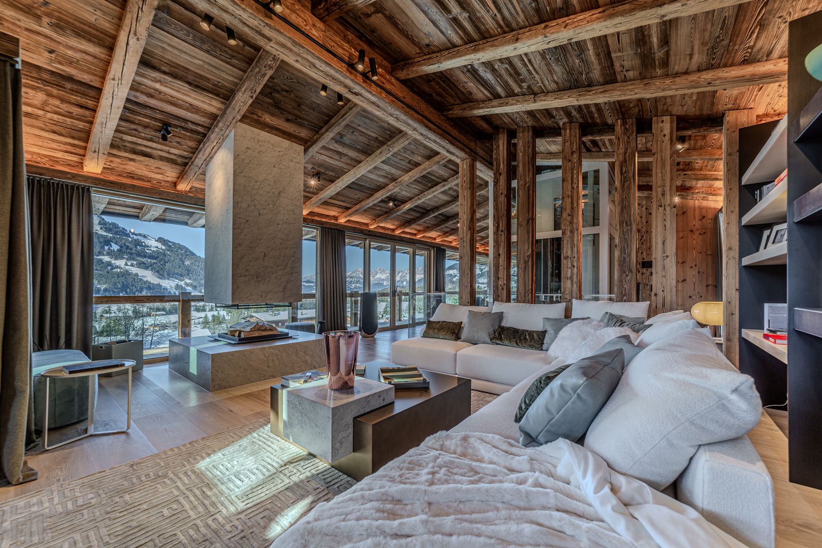 Wellness Chalet Mountain Luxus Ferienhaus Österreich Kitzbühel Mieten Kamin