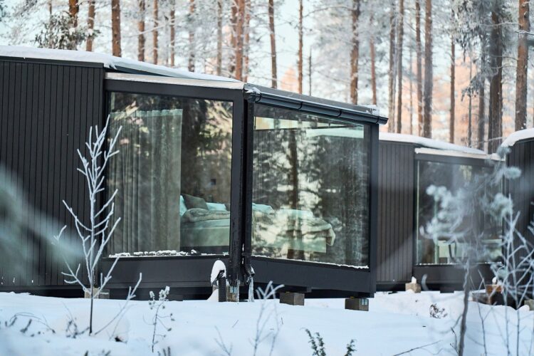 Wilderness Lodge Luxus Ferienhaus Lappland Mieten Bett