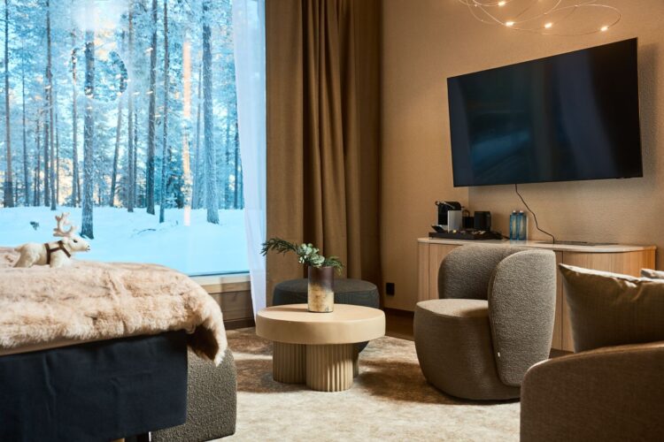 Wilderness Lodge Luxus Ferienhaus Lappland Mieten Tv