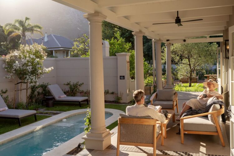 Winelands Escape Luxus Ferienvilla Franschhoek Südafrika Mieten Terrasse