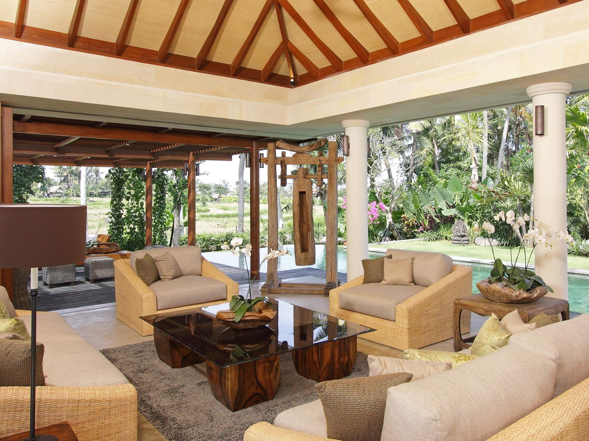 Villa Sarasvati Bali Offener Wohnpavillon Mieten