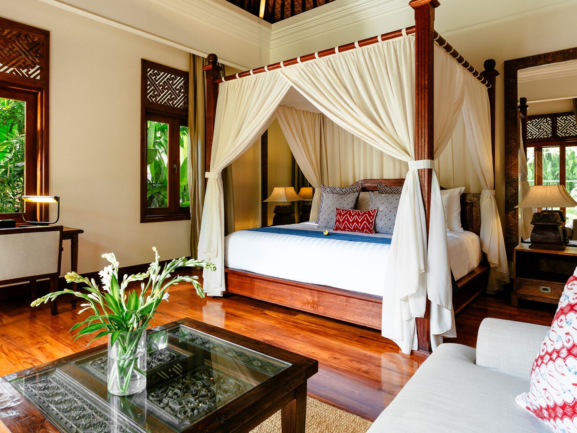 Villa Semarapura Bali Veranda Schlafzimmer Villa Mieten